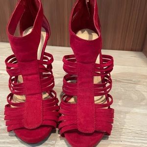BCBGeneration red suede heels sandals